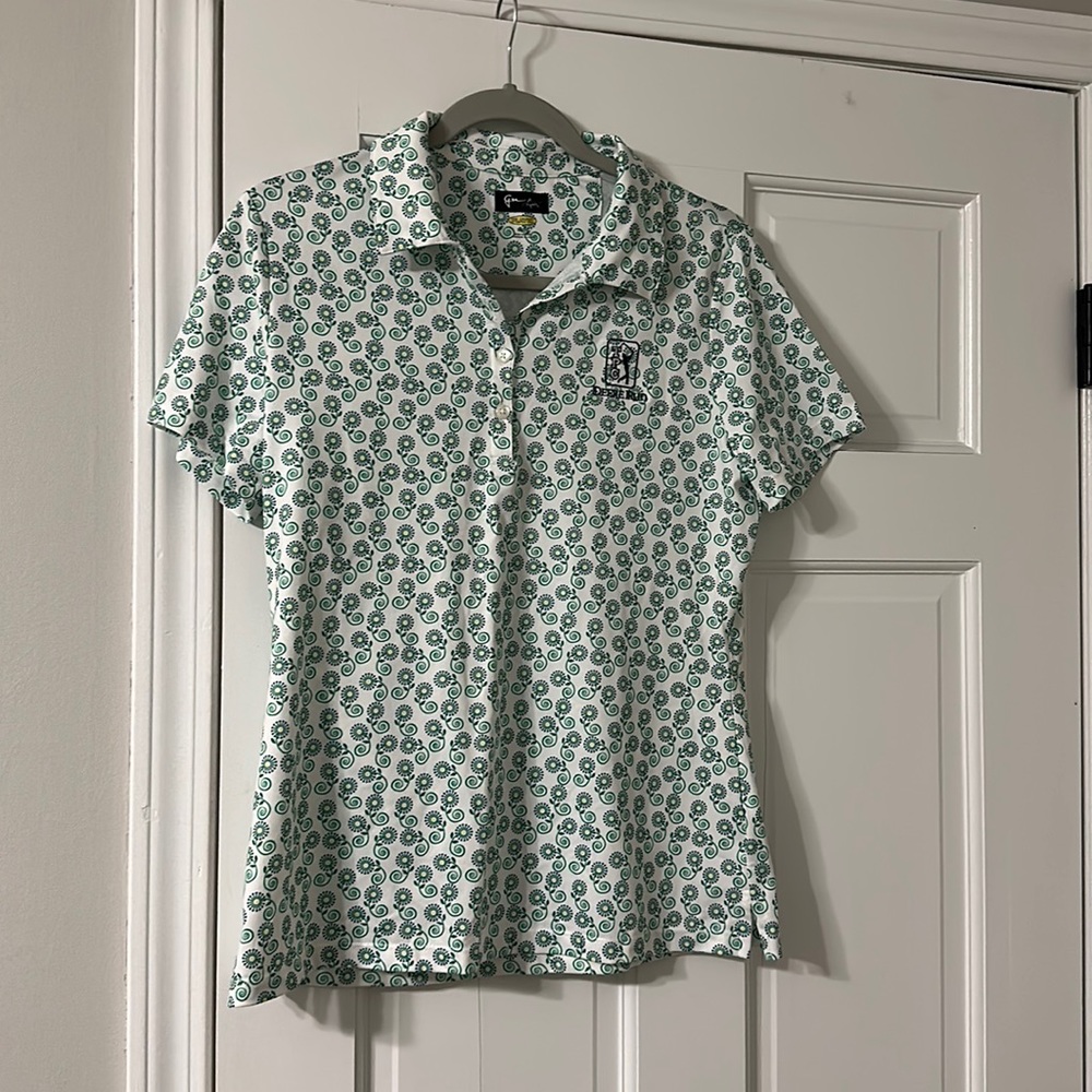 TPC Deere Run Greg Norman Floral women’s polo